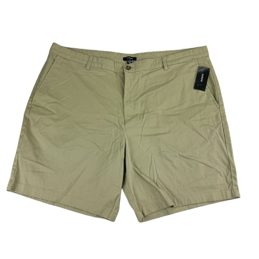 Alfani Mens Flat Front Chino Cotton Blend Shorts Khaki 40